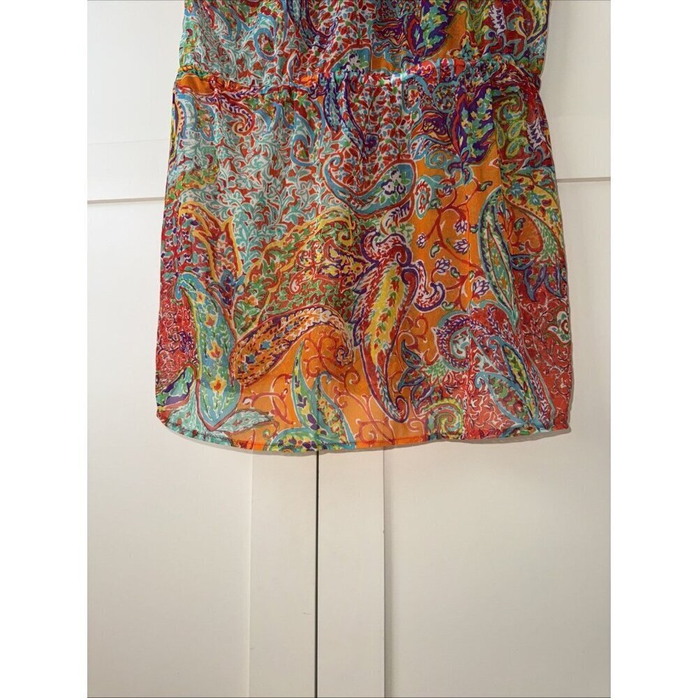 RALPH LAUREN 🌸 SHEER BOLD PRINT / BLOUSE / COVER UP - Picture 9 of 16